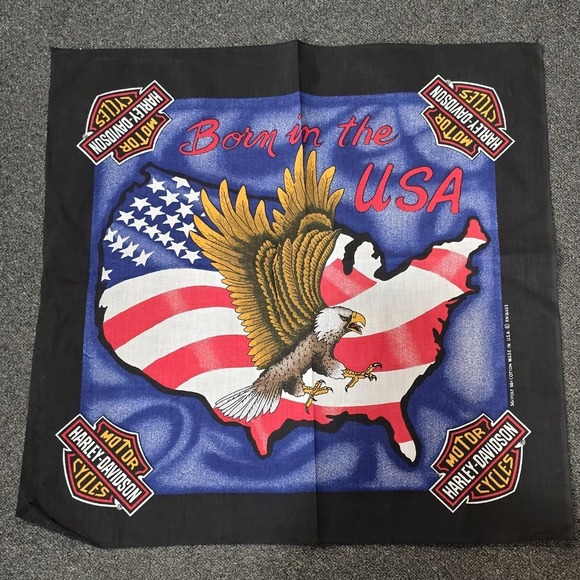 Other - Harley Davidson Bandana Motorcycle Biker Born in the USA Flag American Eagle NOS